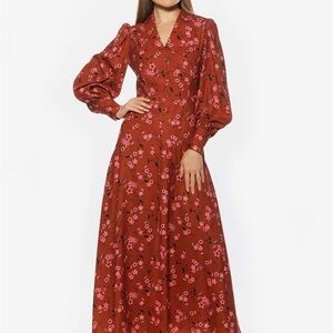 Alexia Admor Red Floral Long Sleeve Dress
